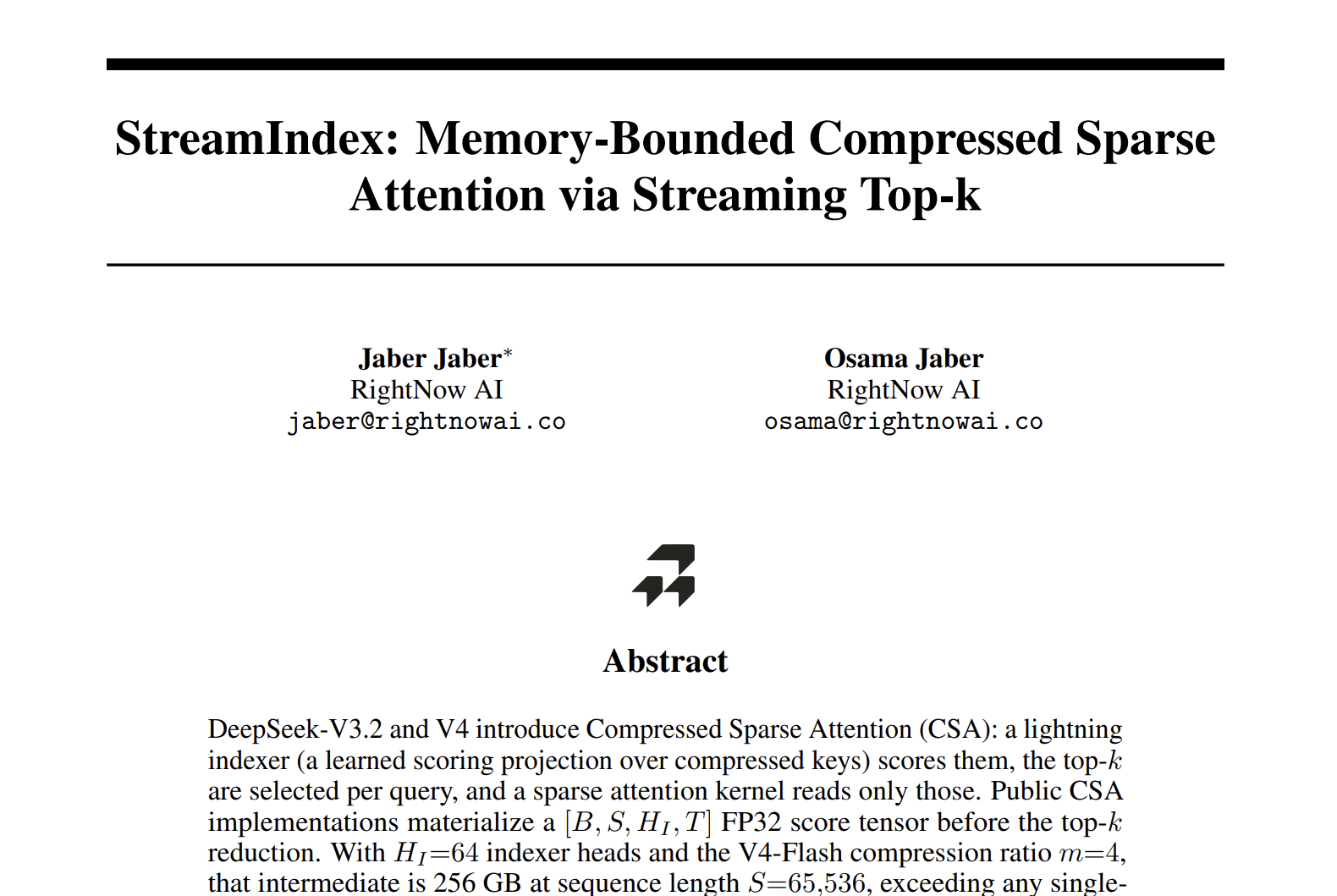 StreamIndex: Memory-Bounded Compressed Sparse Attention via Streaming Top-k
